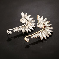 Earring Cuff and Wraps, Zinc Alloy, stainless steel post pin, plated, with cubic zirconia & with rhinestone 