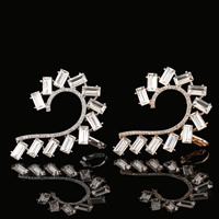 Earring Cuff and Wraps, Zinc Alloy, stainless steel post pin, plated, with cubic zirconia & with rhinestone 
