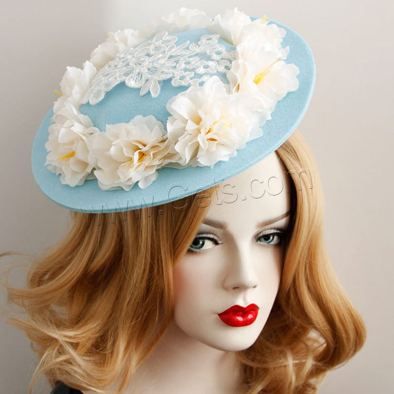 Felt, with Spun Silk & Lace & Zinc Alloy, Hat, platinum color plated, with 2 alligator hair clips, 250mm, Sold By PC
