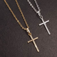 Gets® Jewelry Necklace, Brass, Cross, plated, oval chain nickel, lead & cadmium free Approx 18 Inch 
