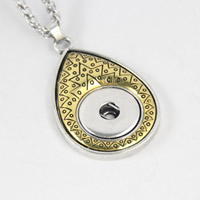 Zinc Alloy Jewelry Pendants, with iron chain, Teardrop, platinum color plated, rope chain & blacken, lead & cadmium free, 45mm, Inner Approx 6mm Approx 19.5 Inch 