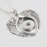 Snap Button Necklace, Zinc Alloy, with iron chain, with 5cm extender chain, Heart, plated, lead & cadmium free, 18mm, Inner Approx 6mm Approx 15.5 Inch 