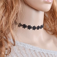 Gothic Necklace, Lace, zinc alloy lobster clasp, with 5cm extender chain, Flower, antique bronze color plated, 330mm Approx 13 Inch 