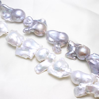 Freshwater Cultured Nucleated Pearl Beads, Cultured Freshwater Nucleated Pearl, Biwa 18-20mm Approx 0.8mm Approx 15.5 Inch 