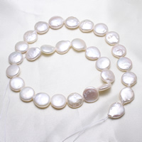 Coin Cultured Freshwater Pearl Beads, natural, white, 13-14mm Approx 0.8mm Approx 15.5 Inch 