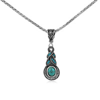 Zinc Alloy Iron Chain Necklace, with iron chain & Synthetic Turquoise, with 5cm extender chain, Calabash, antique silver color plated, lantern chain & with rhinestone, lead & cadmium free Approx 18.5 Inch 