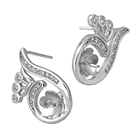 Sterling Silver Earring Stud Component, 925 Sterling Silver, Peacock, micro pave cubic zirconia 0.8mm, 0.9mm 