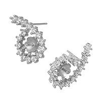 Sterling Silver Earring Stud Component, 925 Sterling Silver, micro pave cubic zirconia 0.8mm, 0.9mm 