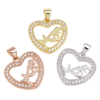 Brass Pendant, Heart, word mom, plated, Mother Day Jewelry & micro pave cubic zirconia nickel, lead & cadmium free Approx 