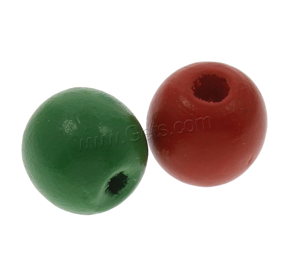 Perles en bois teints, Rond, normes différentes pour le choix, couleurs mélangées, Trou:Environ 1mm, Vendu par sac