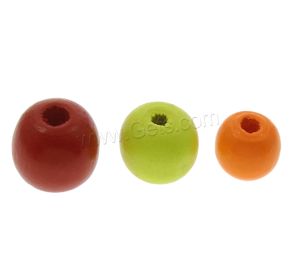 Gefärbtes Holz Perlen, rund, verschiedene Größen vorhanden, gemischte Farben, Bohrung:ca. 1mm, verkauft von Tasche