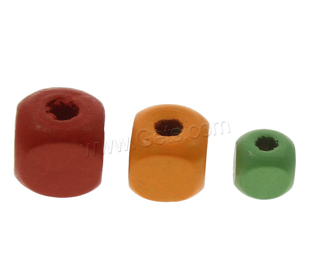 Dyed Wood Beads, Square, different size for choice, mixed colors, Hole:Approx 1mm, Sold By Bag