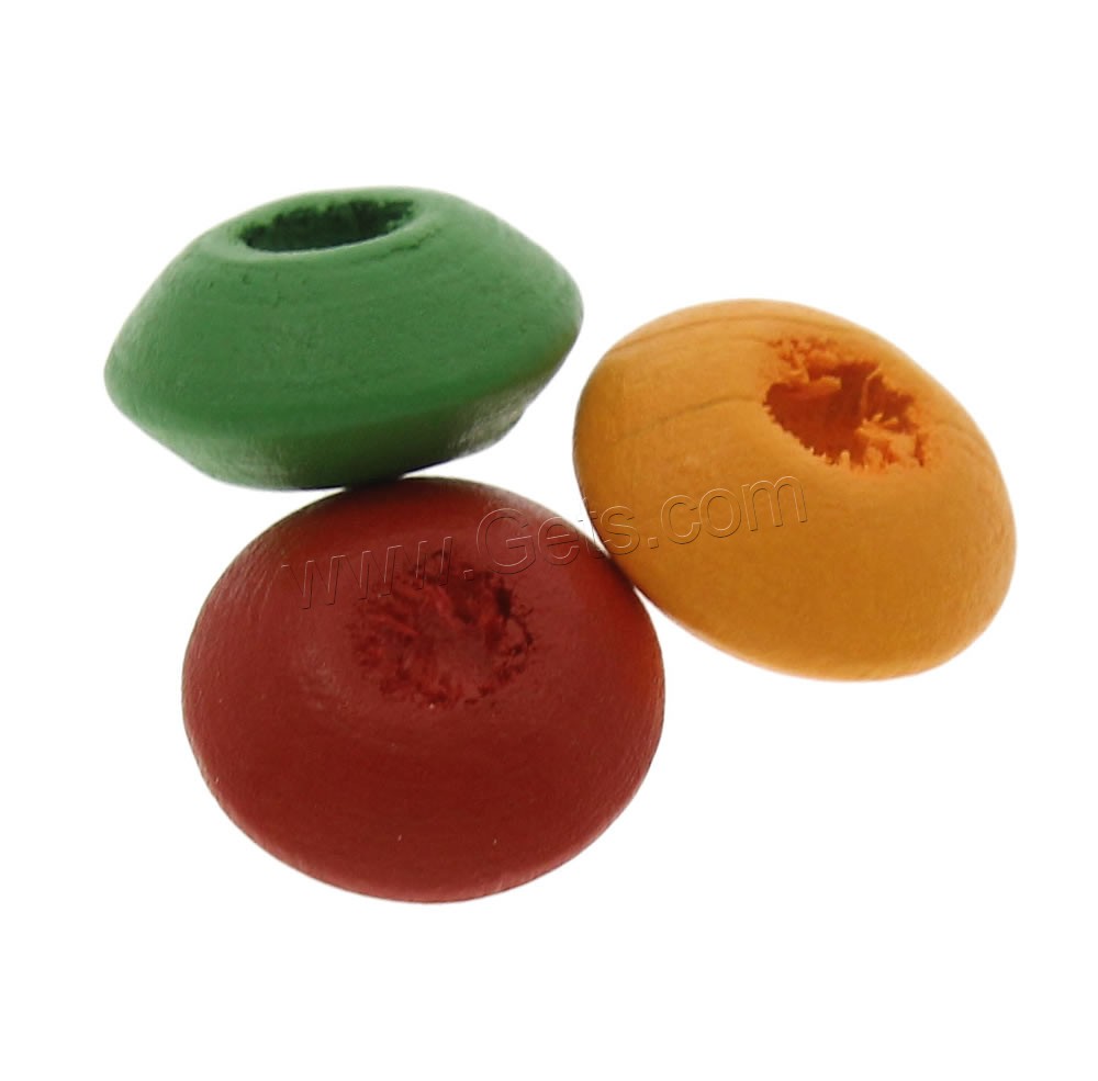Perles en bois teints, rondelle, normes différentes pour le choix, couleurs mélangées, Trou:Environ 1mm, Vendu par sac