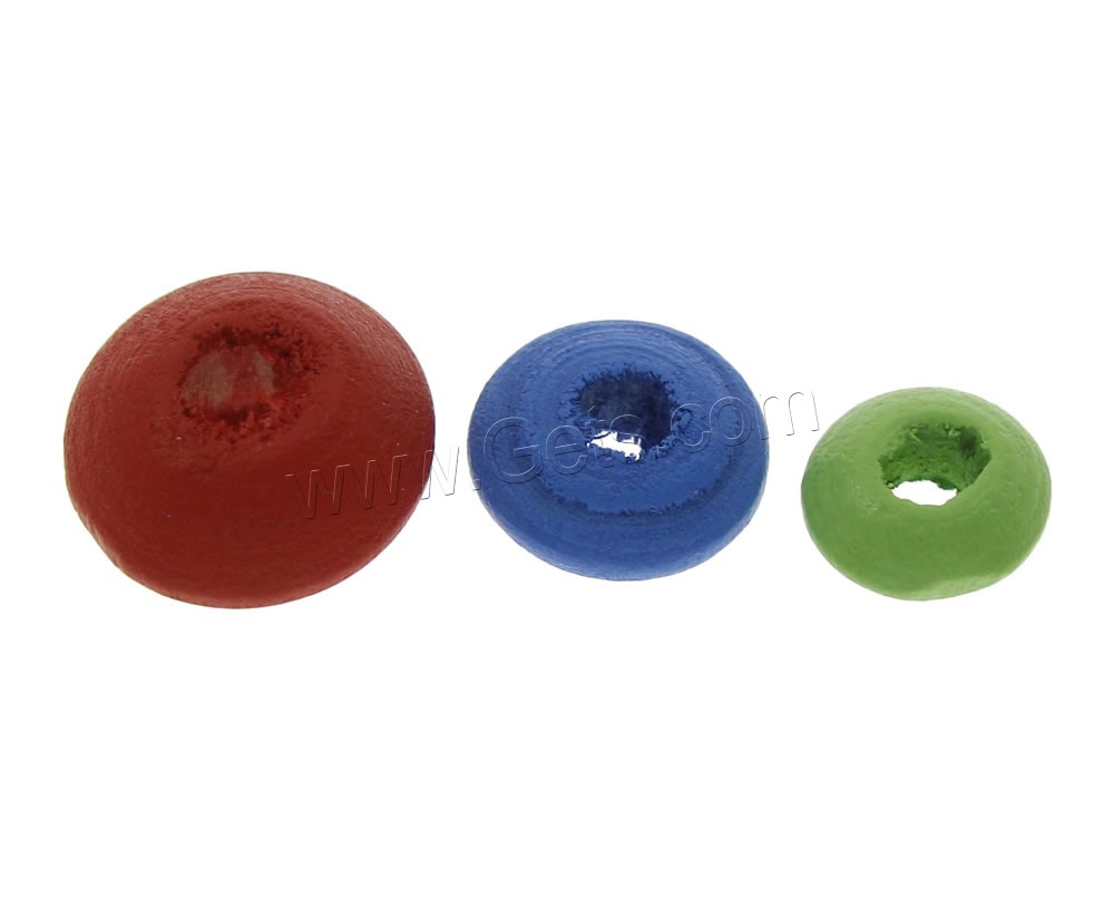 Perles en bois teints, rondelle, normes différentes pour le choix, couleurs mélangées, Trou:Environ 1mm, Vendu par sac