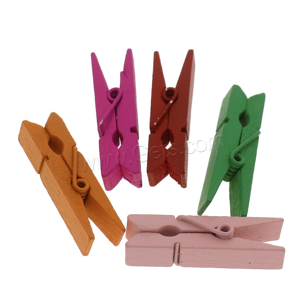 Fashion Office Clip, Wood, with Zinc Alloy, different size for choice, mixed colors, 200PC/Bag, Sold By Bag