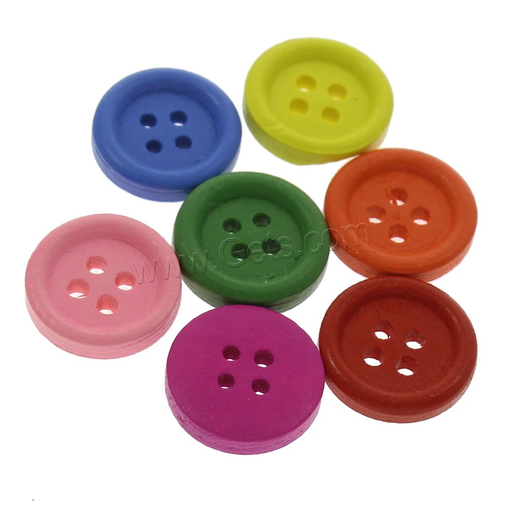 4 Hole Wood Button, Buckle, different size for choice, mixed colors, 200PC/Bag, Sold By Bag