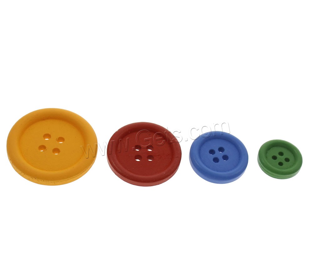 4 Hole Wood Button, Buckle, different size for choice, mixed colors, 200PC/Bag, Sold By Bag
