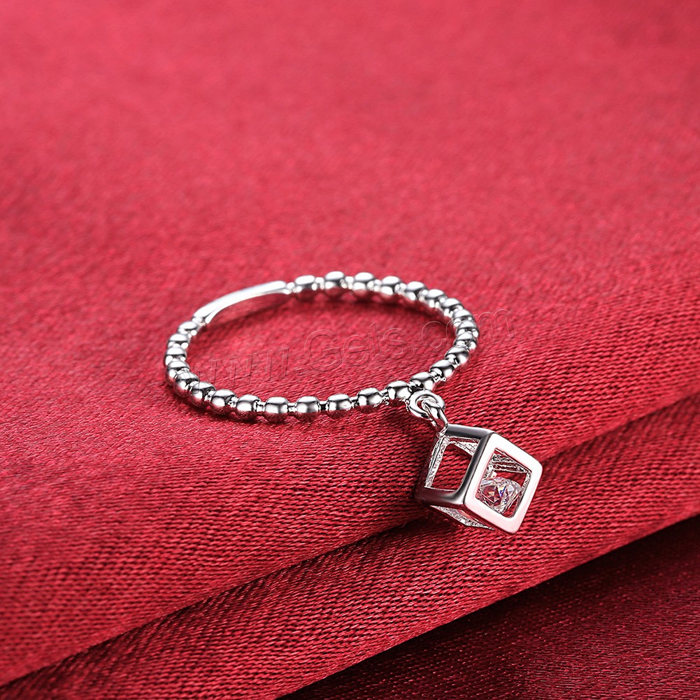 Brass, Cube, real silver plated, different size for choice & micro pave cubic zirconia, Sold By PC