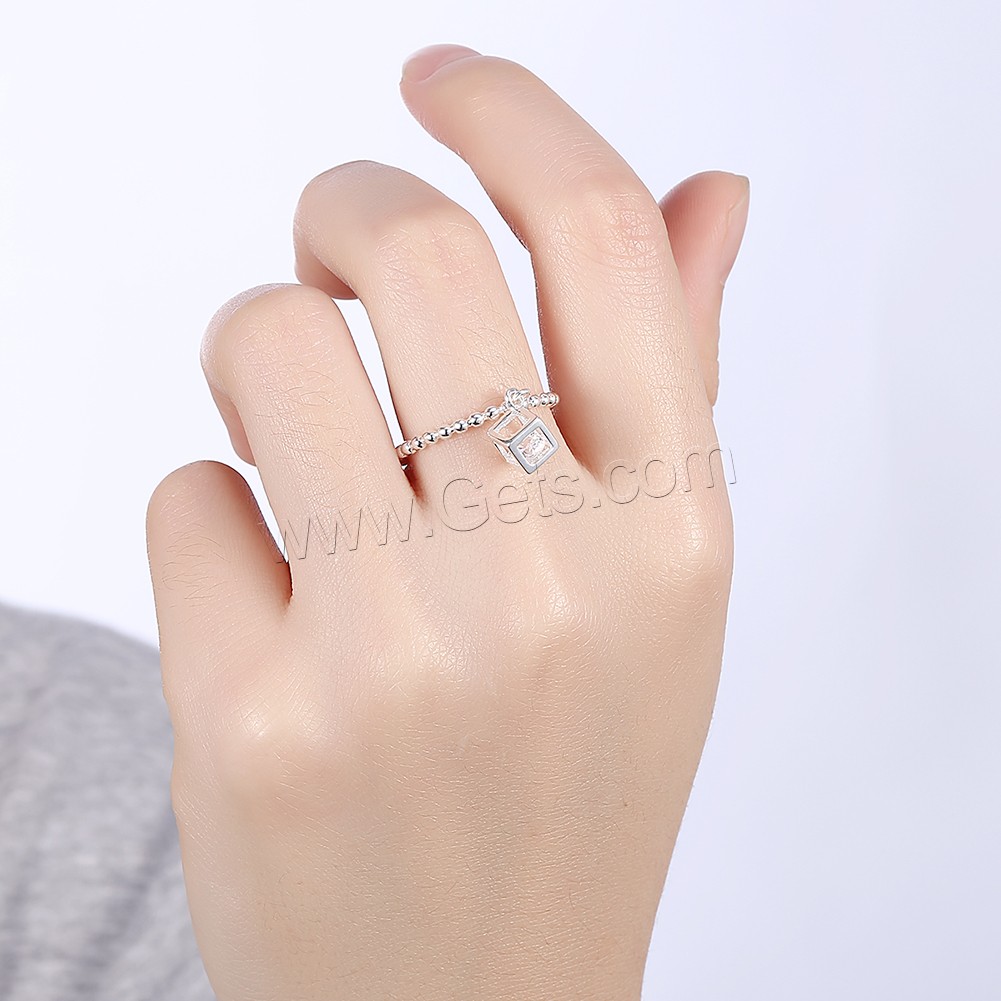 Anillo de dedo de favourer ®, metal, Cúbico, chapado en plata real, diverso tamaño para la opción & micro arcilla de zirconia cúbica, Vendido por UD
