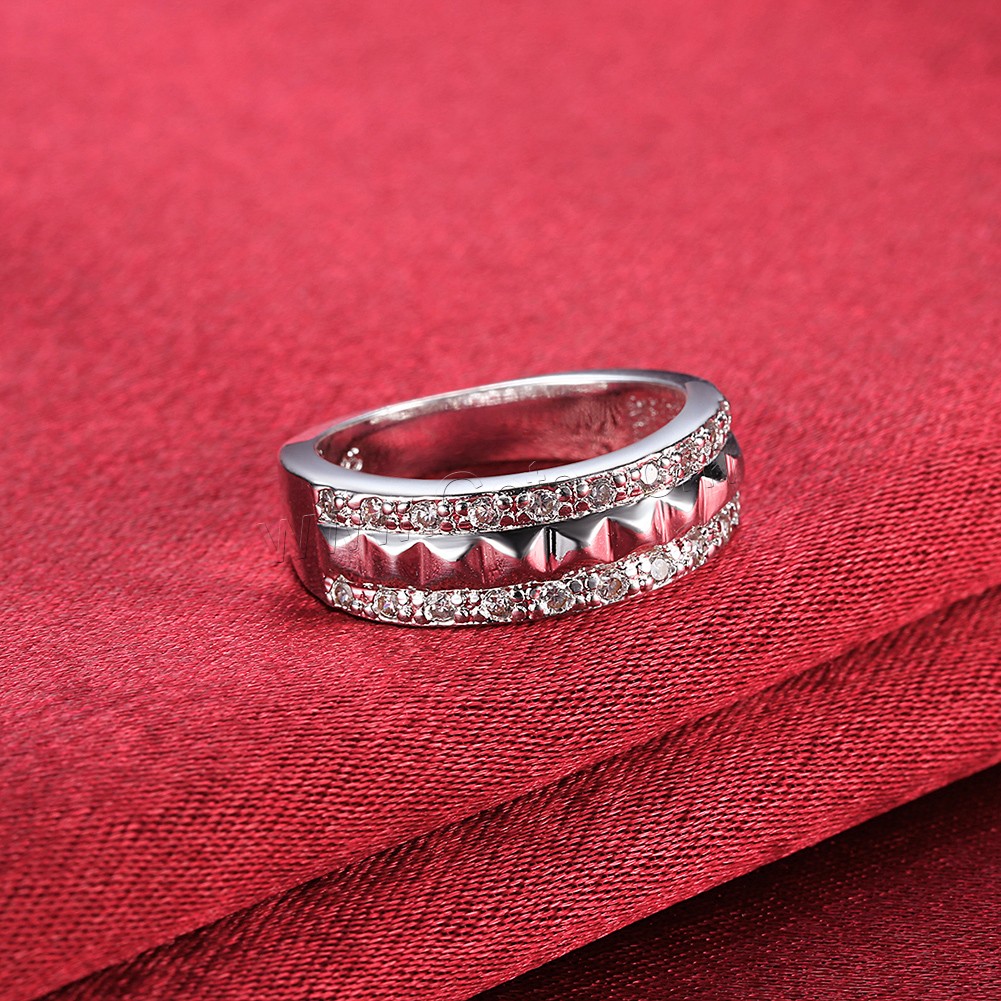 metal anillo, chapado en plata real, diverso tamaño para la opción & micro arcilla de zirconia cúbica, Vendido por UD