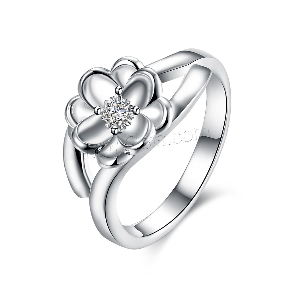 Brass, Flower, real silver plated, different size for choice & micro pave cubic zirconia, Sold By PC