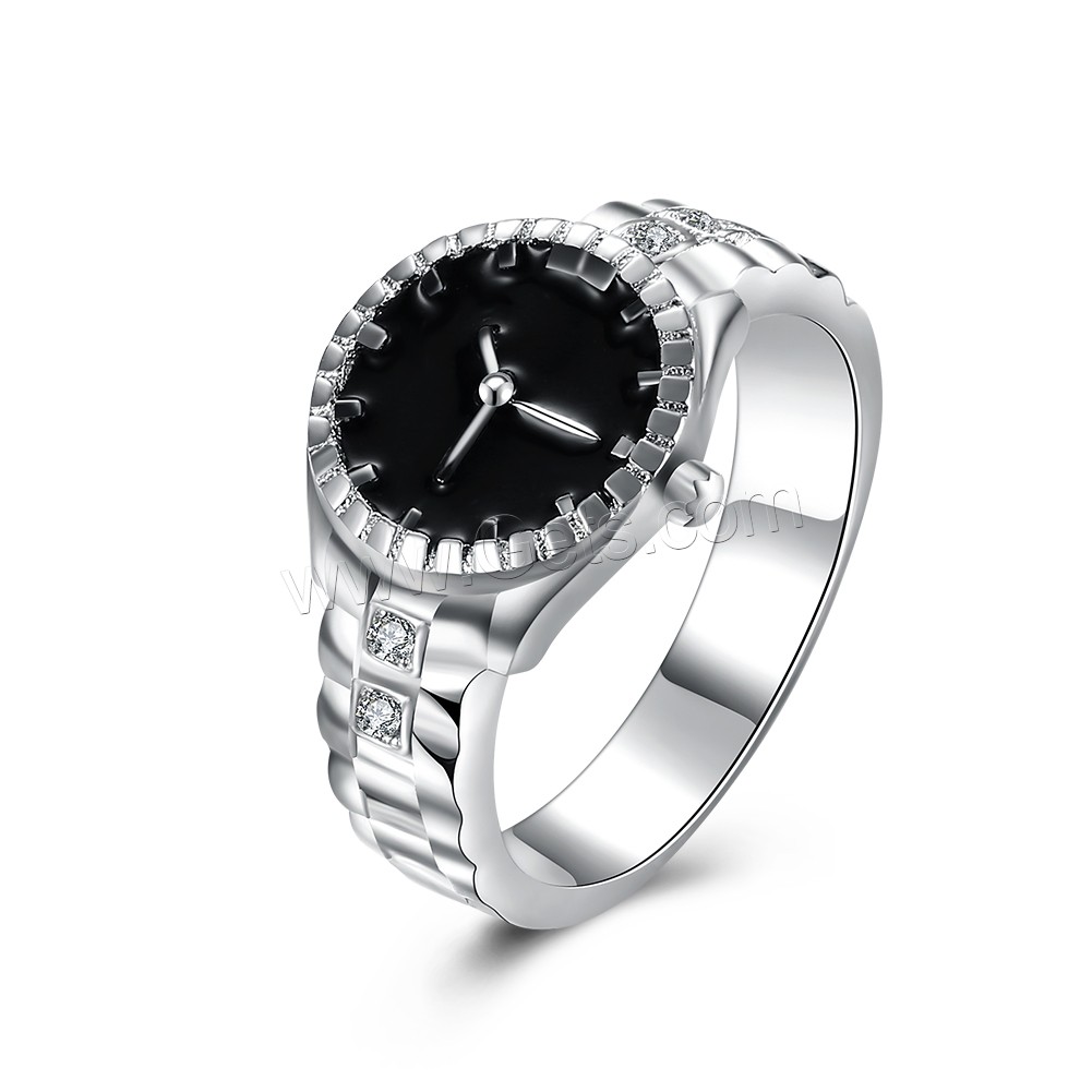 Brass, Watch, real silver plated, different size for choice & micro pave cubic zirconia & enamel, Sold By PC