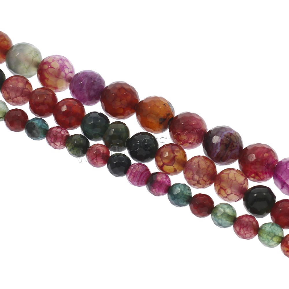 Natural Crackle Agate Bead, Round, different size for choice & faceted, mixed colors, Hole:Approx 1mm, Length:Approx 14.5 Inch, Sold By Strand