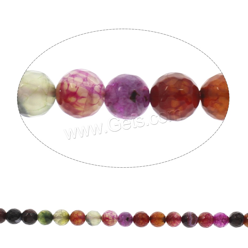 Natürliche Crackle Achat Perlen, Geknister Achat, rund, verschiedene Größen vorhanden & facettierte, gemischte Farben, Bohrung:ca. 1mm, Länge:ca. 14.5 ZollInch, verkauft von Strang