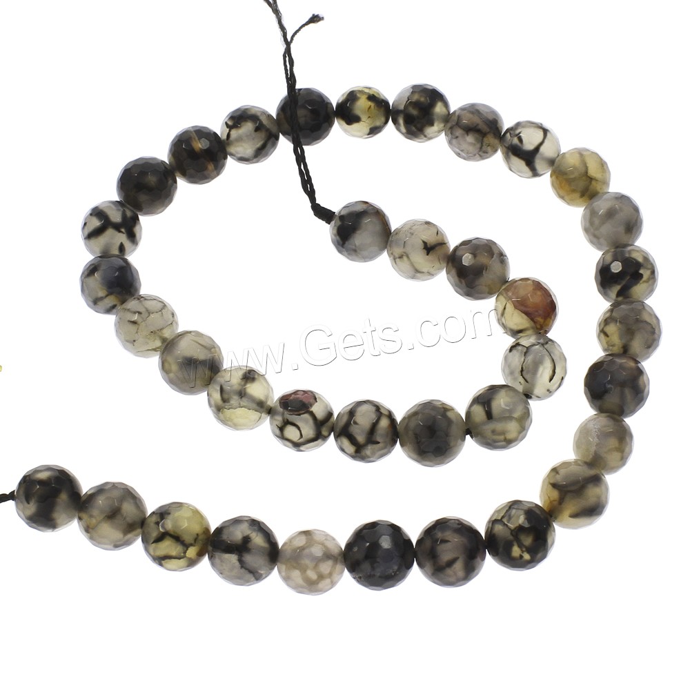 Natural Dragon Veins Agate Beads, Round, different size for choice & faceted, black, Hole:Approx 1mm, Length:Approx 14.5 Inch, Sold By Strand