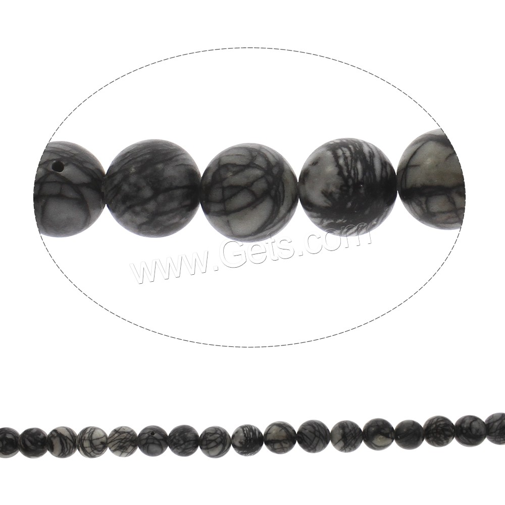 Black Silk Stone Bead, Network Stone, Round, different size for choice, Hole:Approx 1mm, Length:Approx 14.5 Inch, Sold By Strand