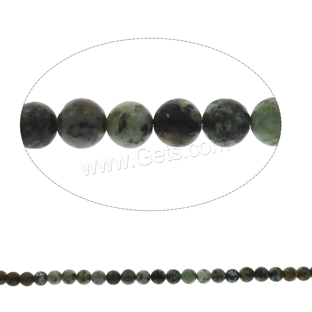 Naturelles perles Turquoise africaines, turquoise africaine naturelle, Rond, normes différentes pour le choix, Trou:Environ 1mm, Longueur:Environ 14.5 pouce, Vendu par brin