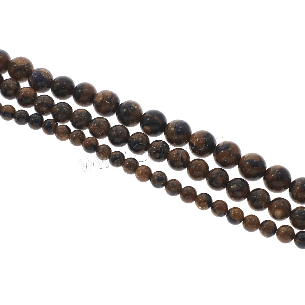Goldstone Beads, Round, different size for choice, Hole:Approx 1mm, Length:Approx 14.5 Inch, Sold By Strand