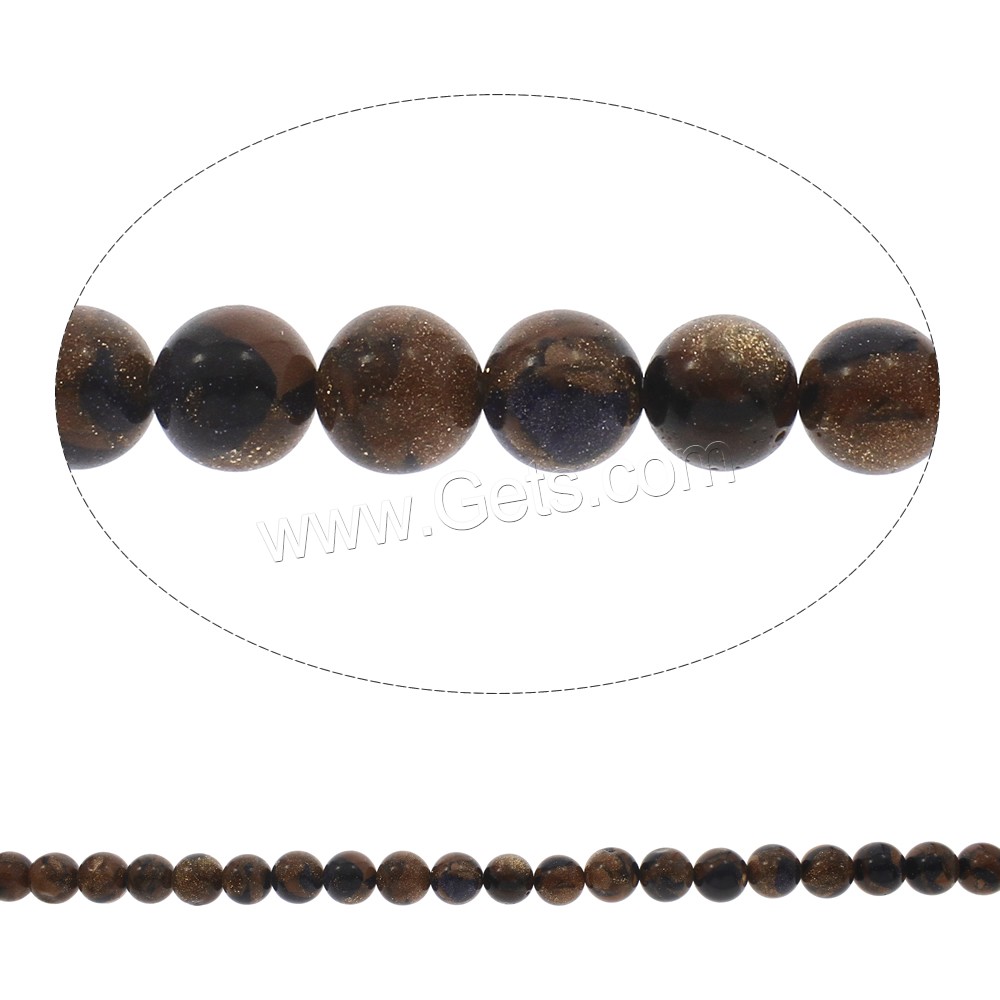 Goldstein Perlen, Goldsand, rund, verschiedene Größen vorhanden, Bohrung:ca. 1mm, Länge:ca. 14.5 ZollInch, verkauft von Strang