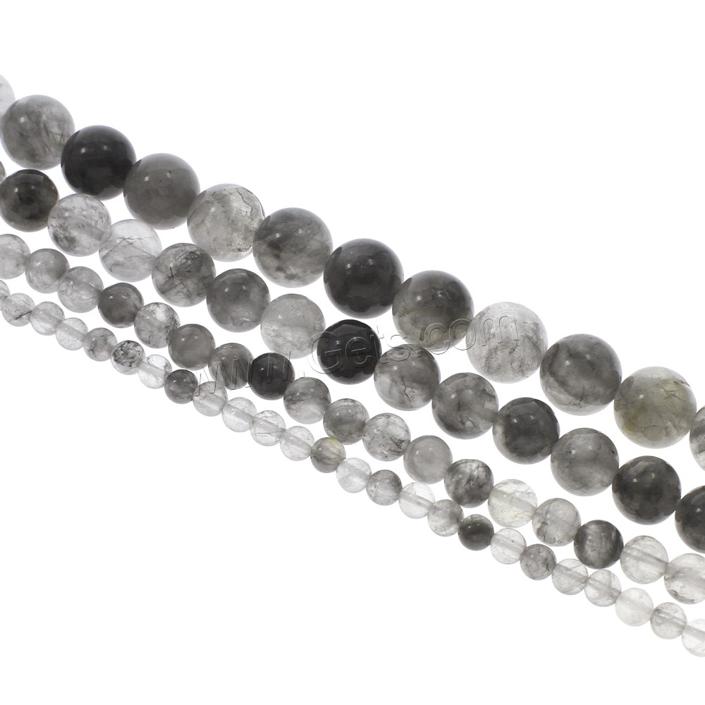 Natural Grey Quartz Beads, Round, different size for choice, Hole:Approx 1mm, Length:Approx 14.5 Inch, Sold By Strand