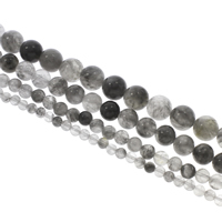 Natürliche graue Quarz Perlen, Grauer Quarz, rund, verschiedene Größen vorhanden, Bohrung:ca. 1mm, Länge:ca. 14.5 ZollInch, verkauft von Strang