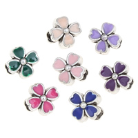 Enamel Zinc Alloy European Beads, Flower, antique silver color plated, without troll lead & cadmium free Approx 4.5mm 