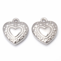 pendentifs de cœur en inox , acier inoxydable, coeur, couleur originale Environ 1mm, Vendu par PC