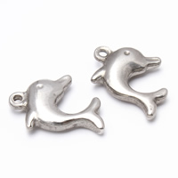 Нержавеющая сталь животных подвески, нержавеющая сталь, Дельфин, оригинальный цвет отверстие:Приблизительно 1mm, продается PC
