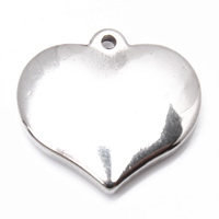 Colgantes del corazón de acero inoxidable, color original, 18x16x3mm, agujero:aproximado 1mm, Vendido por UD