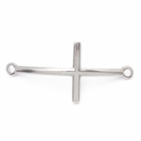 Stainless Steel Charm Connector, Cross, 1/1 loop, original color Approx 1mm 