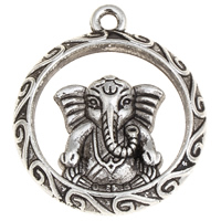 Zinc Alloy Flat Round Pendants, antique silver color plated, lead & cadmium free Approx 1.5mm, Approx 