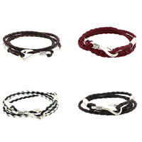 Unisex Bracelet, PU Leather, with Zinc Alloy, Pirate Fishhook, plated 600mm Approx 23 Inch 
