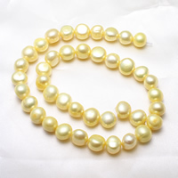 Perles nacres baroques de culture d'eau douce , perle d'eau douce cultivée, Jaune, 10-11mm Environ 0.8mm Environ 15.5 pouce, Vendu par brin