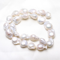 perles nucléées cultivées d'eau douce , perle nucléée de culture d'eau douce, baroque, naturel, blanc, 11-13mm Environ 0.8mm Environ 15.5 pouce, Vendu par brin