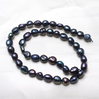 Barock kultivierten Süßwassersee Perlen, Natürliche kultivierte Süßwasserperlen, schwarz, 6-7mm, Bohrung:ca. 0.8mm, Länge:ca. 14 ZollInch, verkauft von Strang