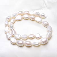 Perles nacres baroques de culture d'eau douce , perle d'eau douce cultivée, naturel, blanc, 10-11mm Environ 0.8mm Environ 15 pouce, Vendu par brin