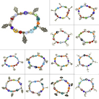 Zinc Alloy Crystal Bracelets, with Crystal & Resin, Evil Eye, antique silver color plated, charm bracelet & faceted, lead & cadmium free, 8mm Approx 6.5 Inch 