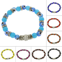 Evil Eye Jewelry Bracelet, Zinc Alloy, with Glass & Resin, antique silver color plated, with rhinestone lead & cadmium free Approx 6.5 Inch 