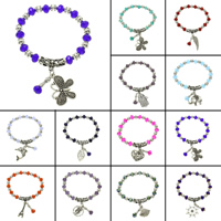 Zinc Alloy Crystal Bracelets, with Crystal, antique silver color plated, charm bracelet & faceted, lead & cadmium free .5 Inch 