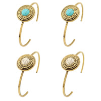Zinc Alloy Cuff Bangle, with Synthetic Turquoise, Flat Oval, antique gold color plated lead & cadmium free, 190mm, Inner Approx 60.5mm Approx 7 Inch 